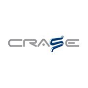 Logo con la scritta "CRASE" in caratteri stilizzati grigi e blu su sfondo bianco.