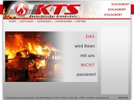 Gebäudebrand in Flammen, daneben Text "Das wird Ihnen mit uns nicht passieren!"