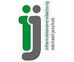 Logo mit grünen und grauen Elementen und Text: "informationsverarbeitung michael jeschak".