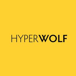 "Yellow background with 'HYPERWOLF' written in black bold letters."