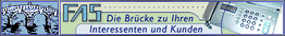 FAS-Logo, Text: "Die Brücke zu Ihren Interessenten und Kunden", Bild eines Faxgeräts.