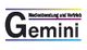 Logo mit dem Text "Gemini Medienberatung und Vertrieb", mit farbigen Linien darüber und darunter.