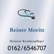 Visitenkarte mit Stethoskop, Name "Reiner Moritz", Honorar Krankenpfleger, Mobilnummer sichtbar.