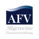 Logo mit den Buchstaben AFV, darunter "Allgemeine Finanzvermittlung", Blautöne im Hintergrund.