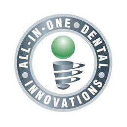 Logo with a green sphere and dental implant. Text: "All-In-One Dental Innovations".