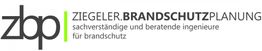 Logo der Ziegeler Brandschutzplanung, Ingenieure für Brandschutz mit grüner und schwarzer Schrift.