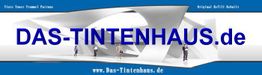 Website-Banner mit Schriftzug "DAS-TINTENHAUS.de" und moderner Architektur im Hintergrund.