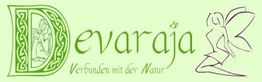 Logo mit dem Text "Devaraja - Verbunden mit der Natur", daneben eine gezeichnete Fee.