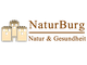 Ein Logo mit einer Burg und dem Text "NaturBurg Natur & Gesundheit" in Braun.