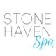"Stone Haven Spa" text logo with "Spa" in blue cursive on white background.