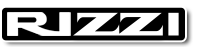 Logo con la scritta "RIZZI" in caratteri bianchi su sfondo nero.