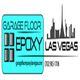 Garage Floor Epoxy Las Vegas logo with silhouette of city skyline.