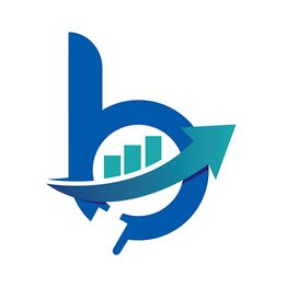 Logo con lettera "b", freccia verde e barre di crescita su sfondo bianco.
