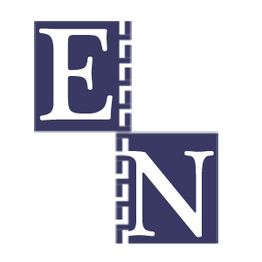 Logo con lettere "E" e "N" bianche su sfondo blu, divise da una linea dentata verticale.