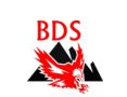 Logo mit roten "BDS"-Buchstaben, schwarzem Bergmotiv und einem roten Adler darunter.