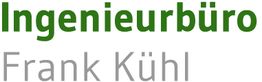 Text "Ingenieurbüro Frank Kühl" in grüner und grauer Schrift auf weißem Hintergrund.