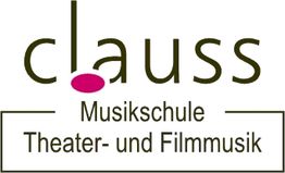 Logo mit dem Text: "clauss Musikschule Theater- und Filmmusik".