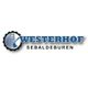 Logo van Westerhof Sebaldeburen met blauw tandwiel en tekst.