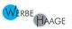 Logo mit den Worten "Werbe Haage" in blauen und grauen Kreisen.