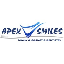 Logo for Apex Smiles Family & Cosmetic Dentistry with a stylized tooth and toothbrush design.