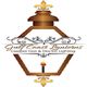 Logo with a stylized lantern design and text "Gulf Coast Lanterns: Copper Gas & Electric Lighting".