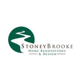 Logo for StoneyBrooke Home Renovations & Design with green circle and white path.