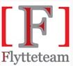 Logo med et rødt "F" i firkantet parentes og ordet "Flytteteam" nedenunder.