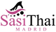 Logotipo rosa de "Sasi" con texto "Madrid" abajo, y un diseño curvo sobre la "S".