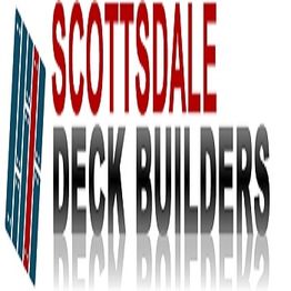 "Scottsdale Deck Builders logo with vertical text design and reflective effect."