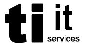 Logo mit fetten Buchstaben "ti it services" auf weißem Hintergrund.