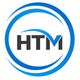 Logo with "HTM" and a blue swoosh encircled by blue curved lines.