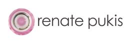 Logo mit Text "renate pukis", links befindet sich eine pinke Kreisspirale.