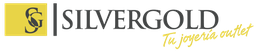 Logo de Silvergold: SG en fondo amarillo y texto "Tu joyería outlet" en cursiva amarilla.
