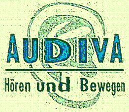 Logo mit Ohr, Text: "AUDIVA - Hören und Bewegen".