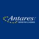 Logo Antares su sfondo blu con stelle gialle e testo "Servizi per le aziende".