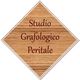Diamante di legno con testo "Studio Grafologico Peritale" in marrone.