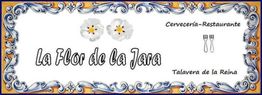 Placa decorativa: "La Flor de la Jara", cervecería-restaurante en Talavera de la Reina.