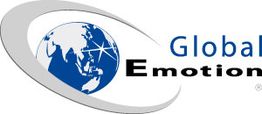 Logo mit stilisierter Weltkugel und Schriftzug "Global Emotion".