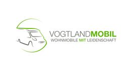 Logo von Vogtlandmobil mit skizziertem Wohnmobil und Slogan: "Wohnmobile mit Leidenschaft".