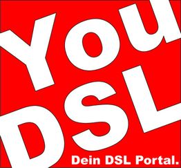 Rotes Logo mit weißem Text: "YOU DSL - Dein DSL Portal".