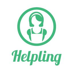Logo verde di Helpling con figura stilizzata di persona con grembiule e testo "Helpling".
