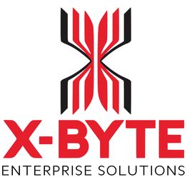 Logo of X-Byte Enterprise Solutions with geometric red and black design above the company name.
