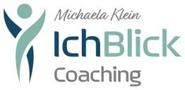 Logo von IchBlick Coaching mit stilisierter Figur und dem Namen Michaela Klein in der Schrift.