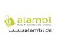 Logo von alambi mit Büroklammer und Slogan „Ihre Technikwelt online“ sowie Website www.alambi.de.