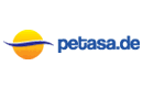 Logo mit gelbem Kreis und blauem Schriftzug "petasa.de".