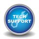 Blue tech support button with wrench icon in the background.