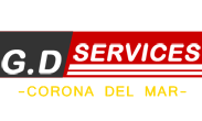 Logo of G.D Services with black and red text and a yellow underline.