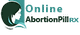 Logo with silhouette of a woman and text: "Online Abortion Pill RX".