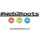 Logo mit Text "#Web2theRoots" und Web, Print, Ad Kreisen. Webseite: www.Web2theRoots.de.