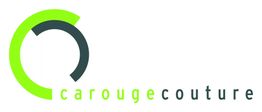 Logo: Grüner und grauer Kreis, Text "carouge couture" in grün und grau.